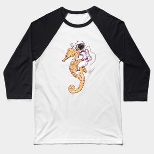 Astronaut riding a seahorse in space Baseball T-Shirt